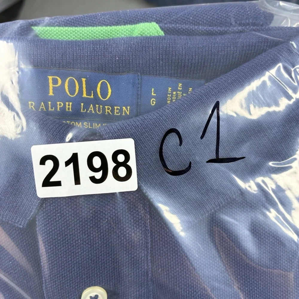 Polo Ralph Lauren Big Pony Sash Polo Shirt Men's Large Fits S/M Blue Slim Fit